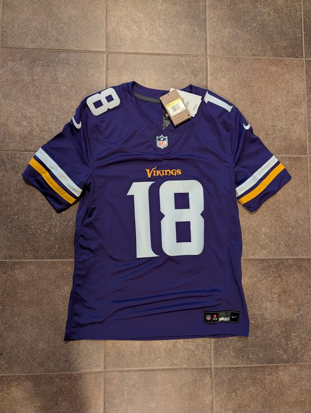 NWT Nike Vapor Fuse Minnesota Vikings Justin Jefferson Captain’s Jersey Men’s S